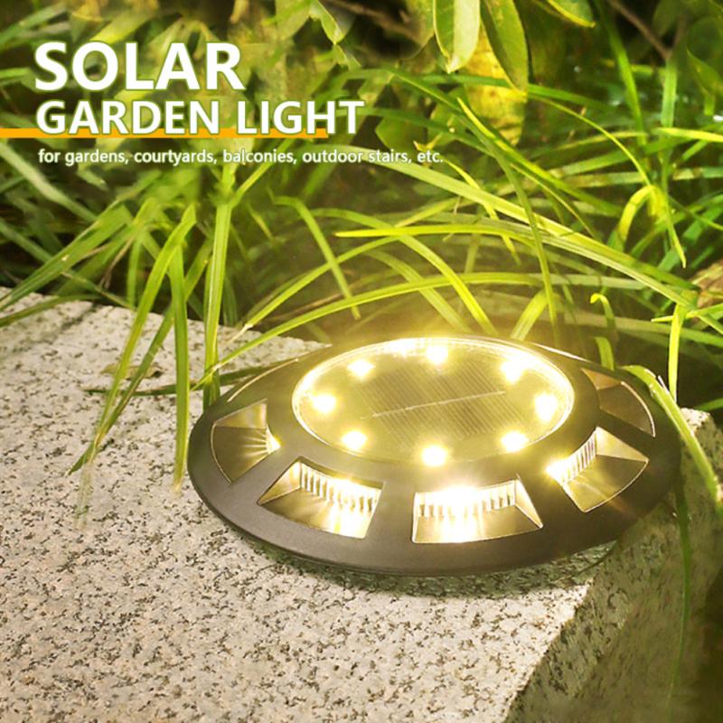 1/4pcs 옥외 태양 강화한 지상 빛 방수 정원 통로 갑판은 가정 야드 진입로 잔디밭 도로를위한 8 개의 LED 램프를 가진 점화한다